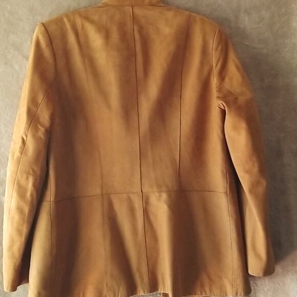 Talbots brown tan suede leather collar pockets western classic jacket coat 6 - Picture 5 of 7